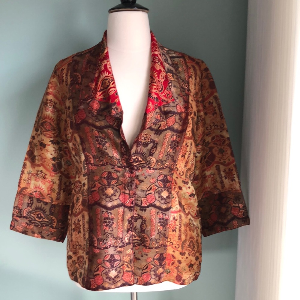 Citron 3/4 sleeve brocade jacket XL